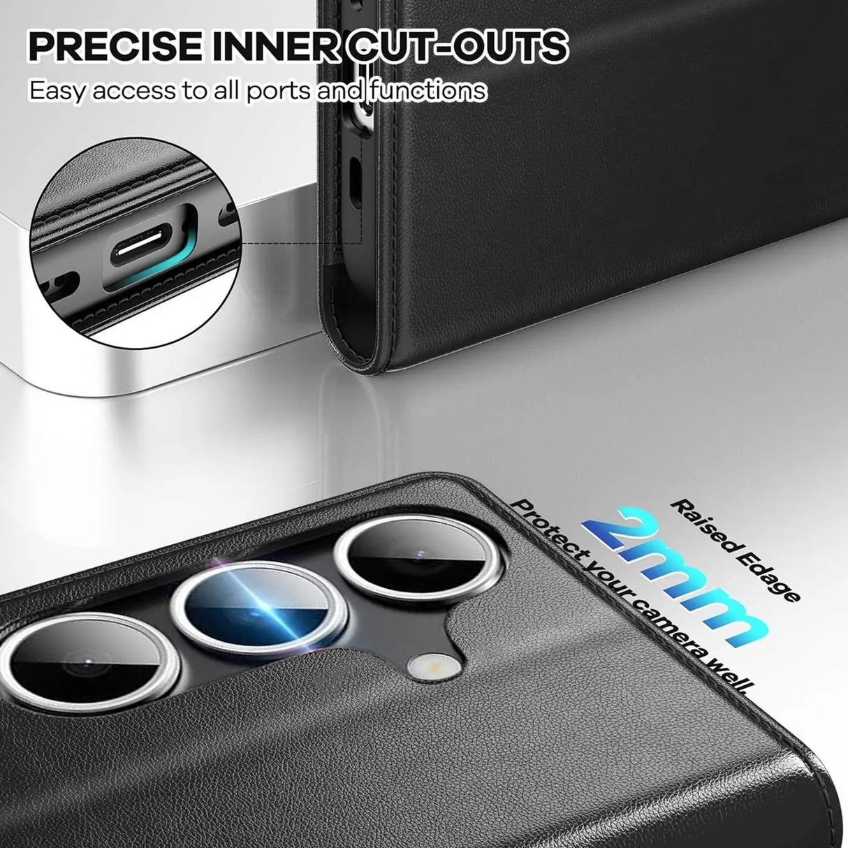 Samsung Galaxy S26 Plus Klapphülle in Schwarz mit Kartenfächern und Schutz