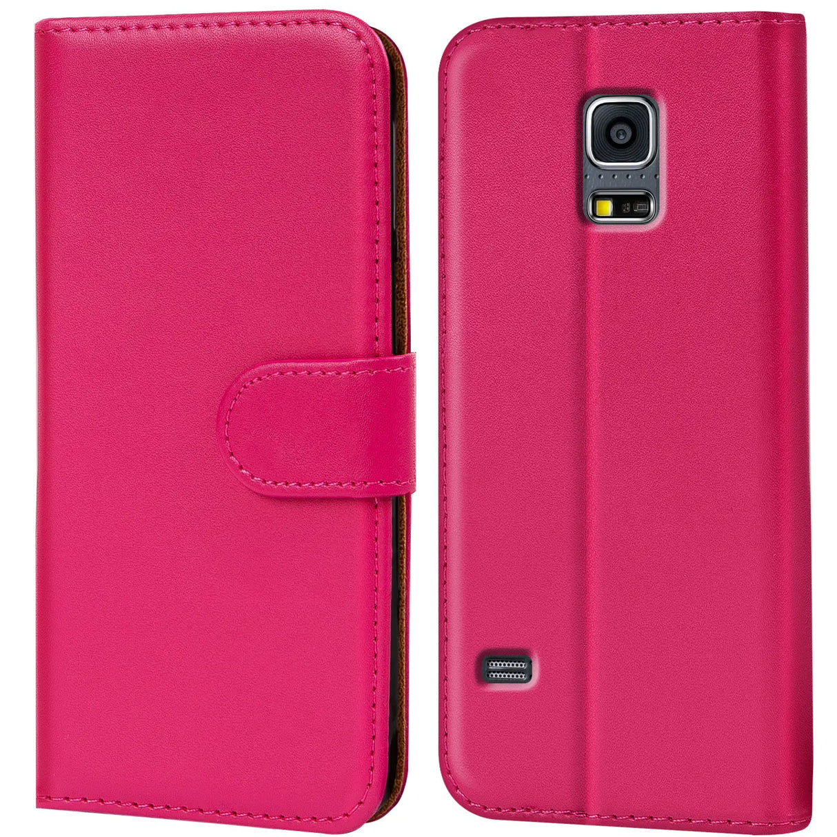 Samsung Galaxy S5 / S5 Neo Klapphülle in Pink mit Kartenfächern und Schutz