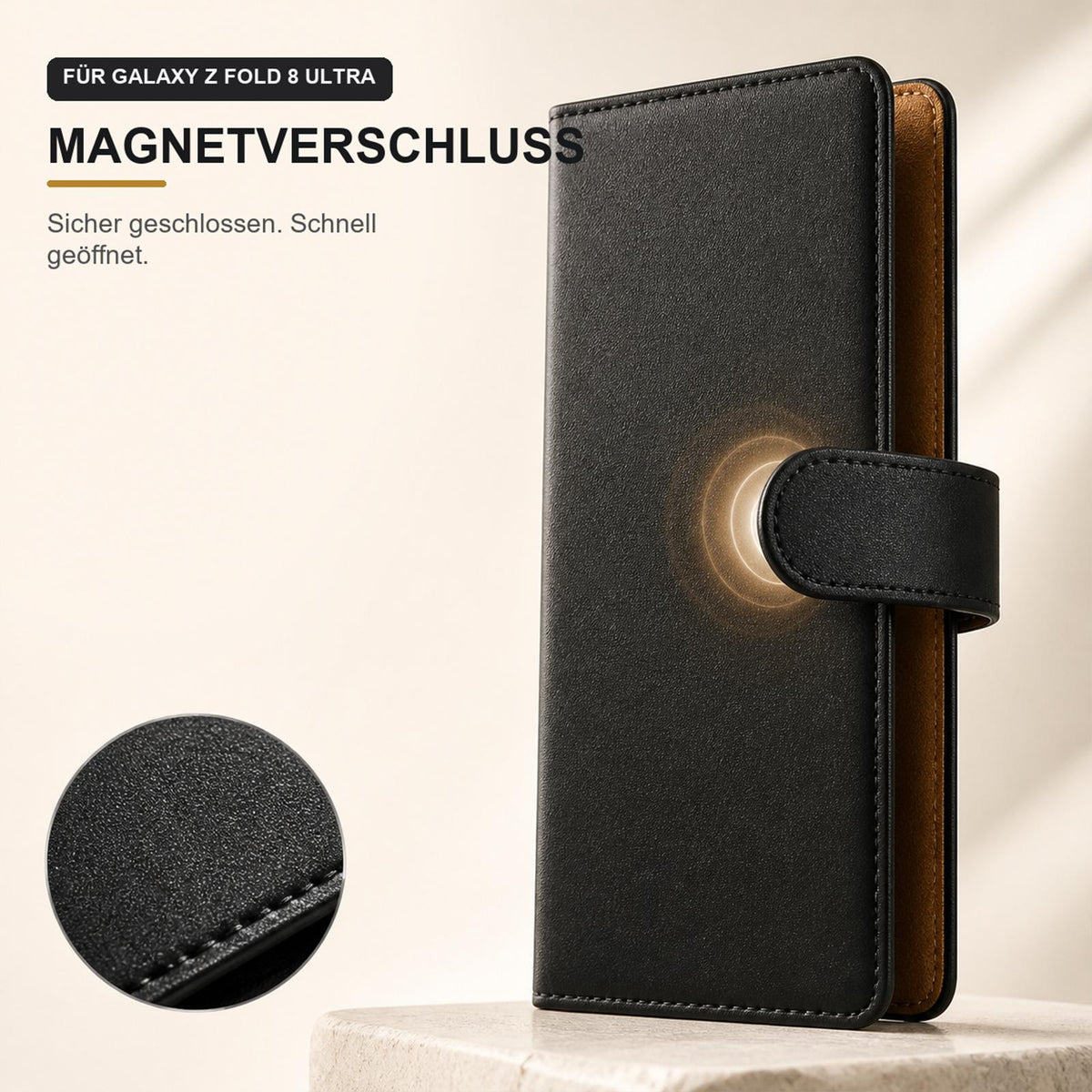 Samsung Galaxy Z Fold 8 Ultra - Klapphülle mit Kartenfächern Schwarz