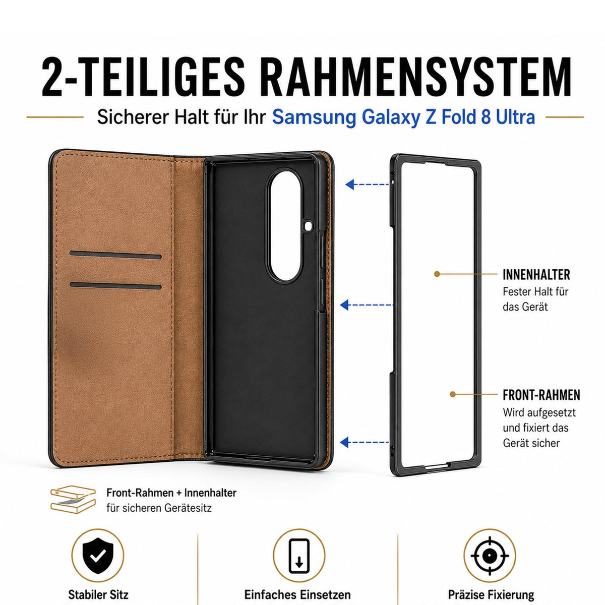 Samsung Galaxy Z Fold 8 Ultra - Klapphülle mit Kartenfächern Schwarz