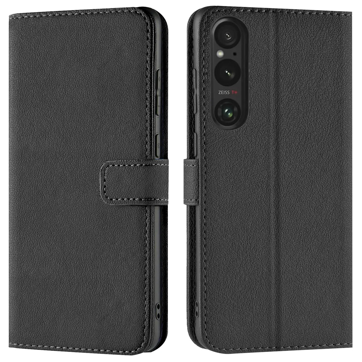 Sony Xperia 1 VI Klapphülle in Schwarz mit Kartenfächern und Schutz