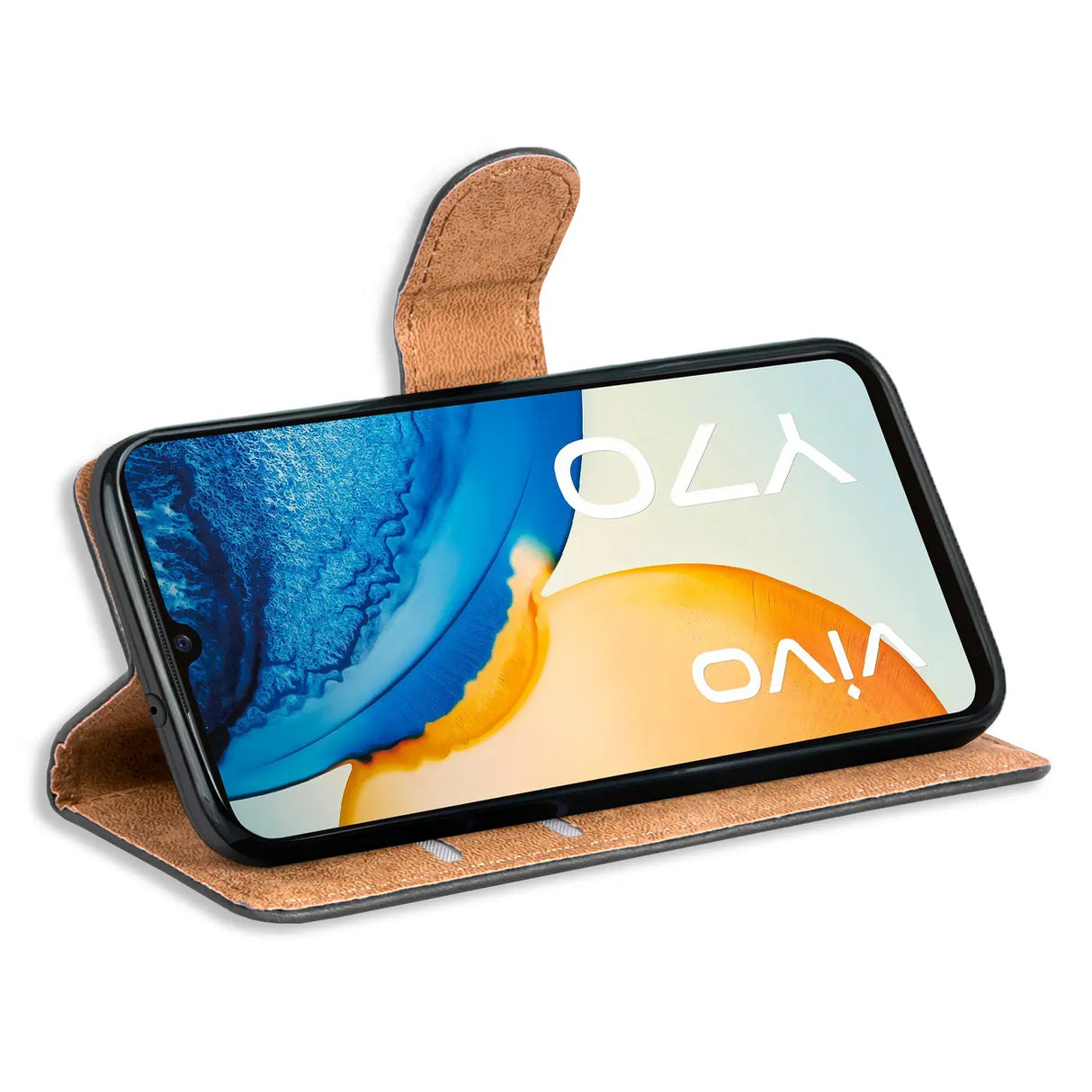 Vivo Y70 Klapphülle in Schwarz mit Kartenfächern und Schutz