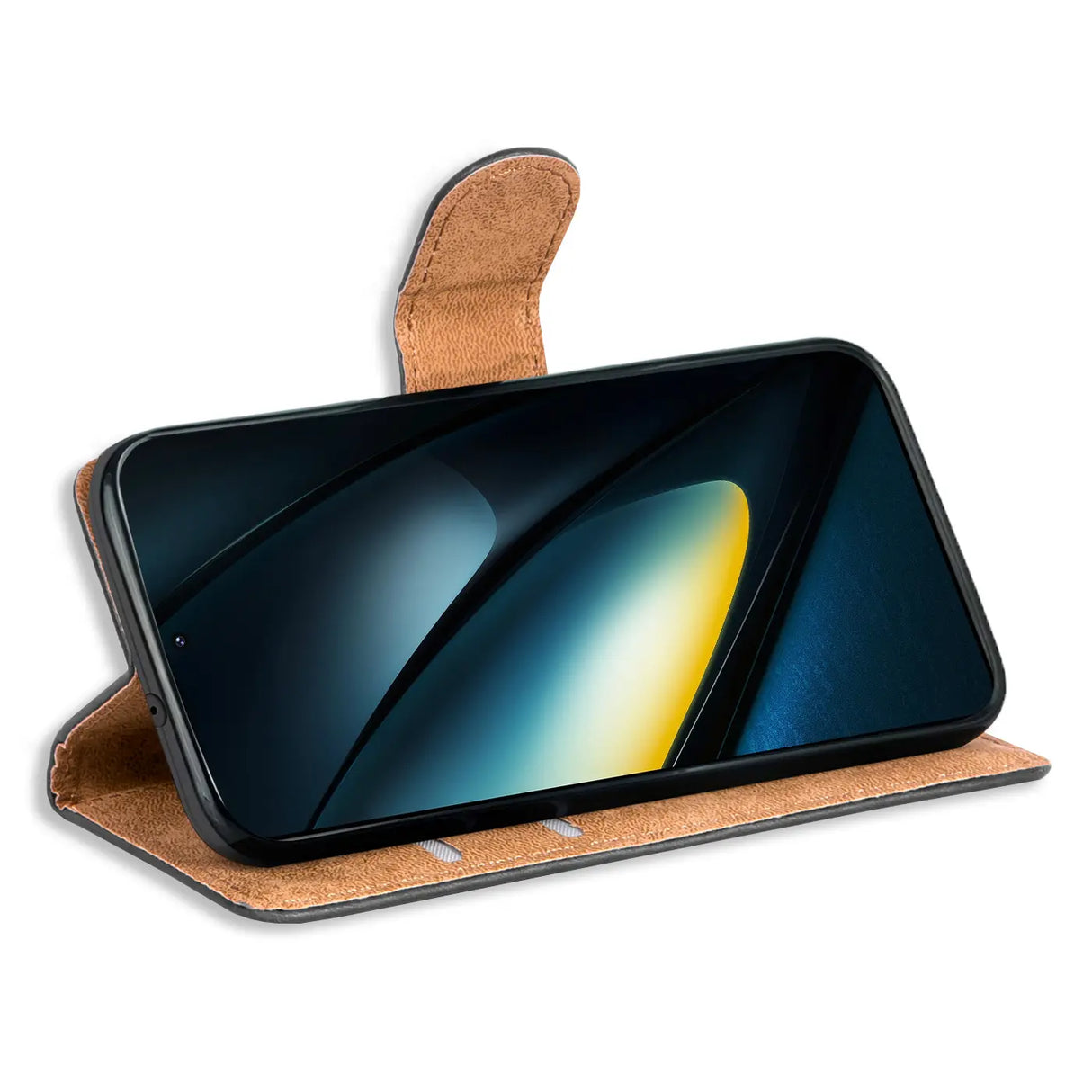 Xiaomi Poco F6 Pro Klapphülle in Schwarz mit Kartenfächern und Schutz