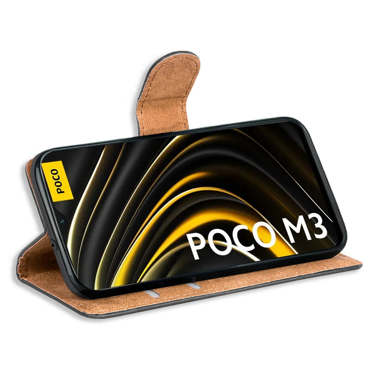 Xiaomi Poco M3 Klapphülle in Schwarz mit Kartenfächern und Schutz