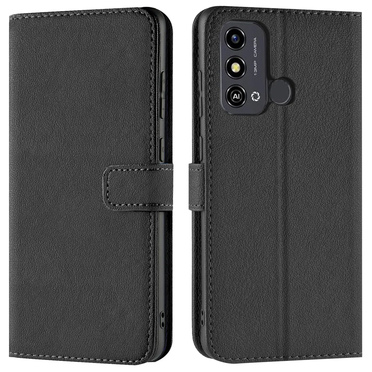 ZTE Blade A53 Plus Klapphülle in Schwarz mit Kartenfächern und Schutz