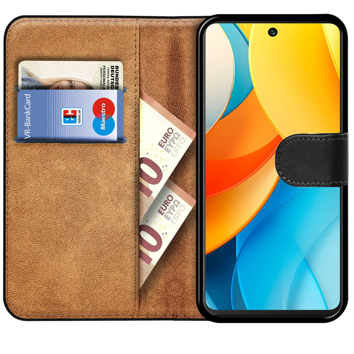 ZTE Blade V60 Vita Klapphülle in Schwarz mit Kartenfächern und Schutz