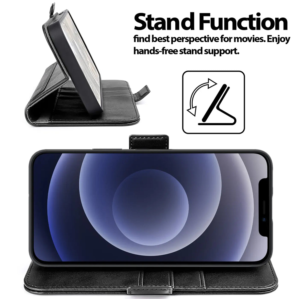 iPhone 12 Mini Klapphülle im Lederlook mit RFID Block in Schwarz