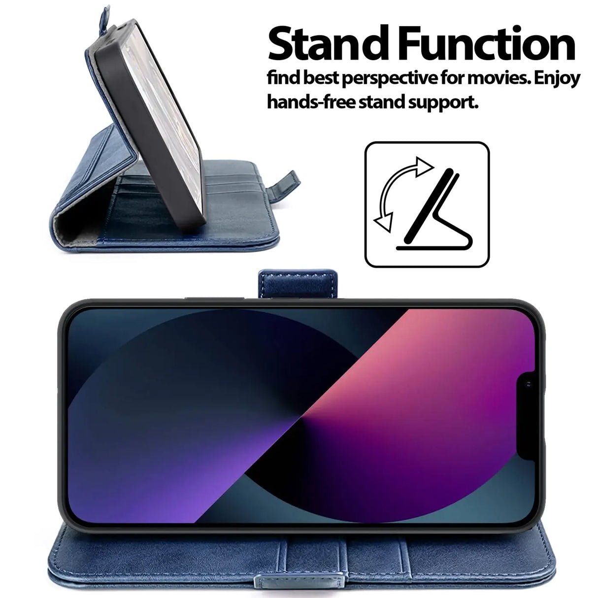 iPhone 13 Mini Klapphülle im Lederlook mit RFID Block in Blau