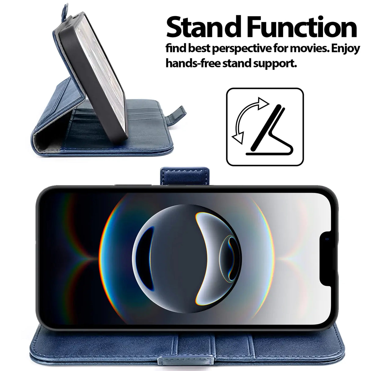 Apple iPhone 16e Klapphülle im Lederlook mit RFID Block in Blau