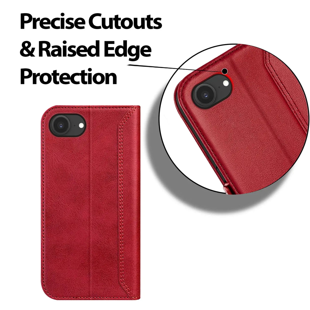 Apple iPhone 16e Klapphülle im Lederlook mit RFID Block in Rot