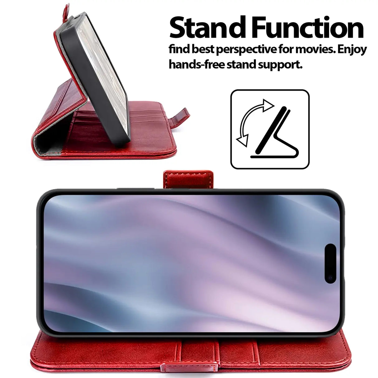 Apple iPhone 17 Pro Max Klapphülle im Lederlook mit RFID Block in Rot