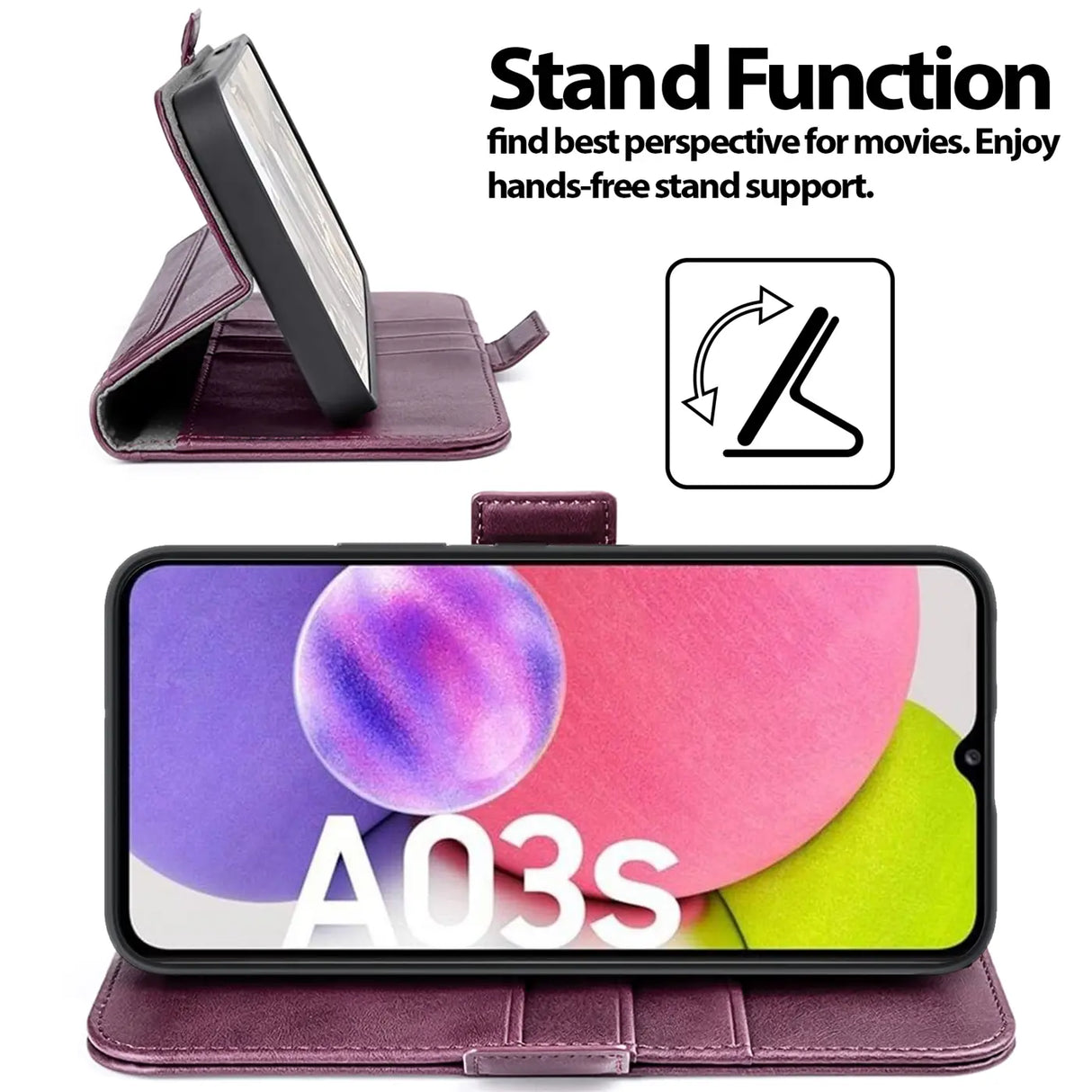 Samsung Galaxy A03s Klapphülle im Lederlook mit RFID Block in Lila