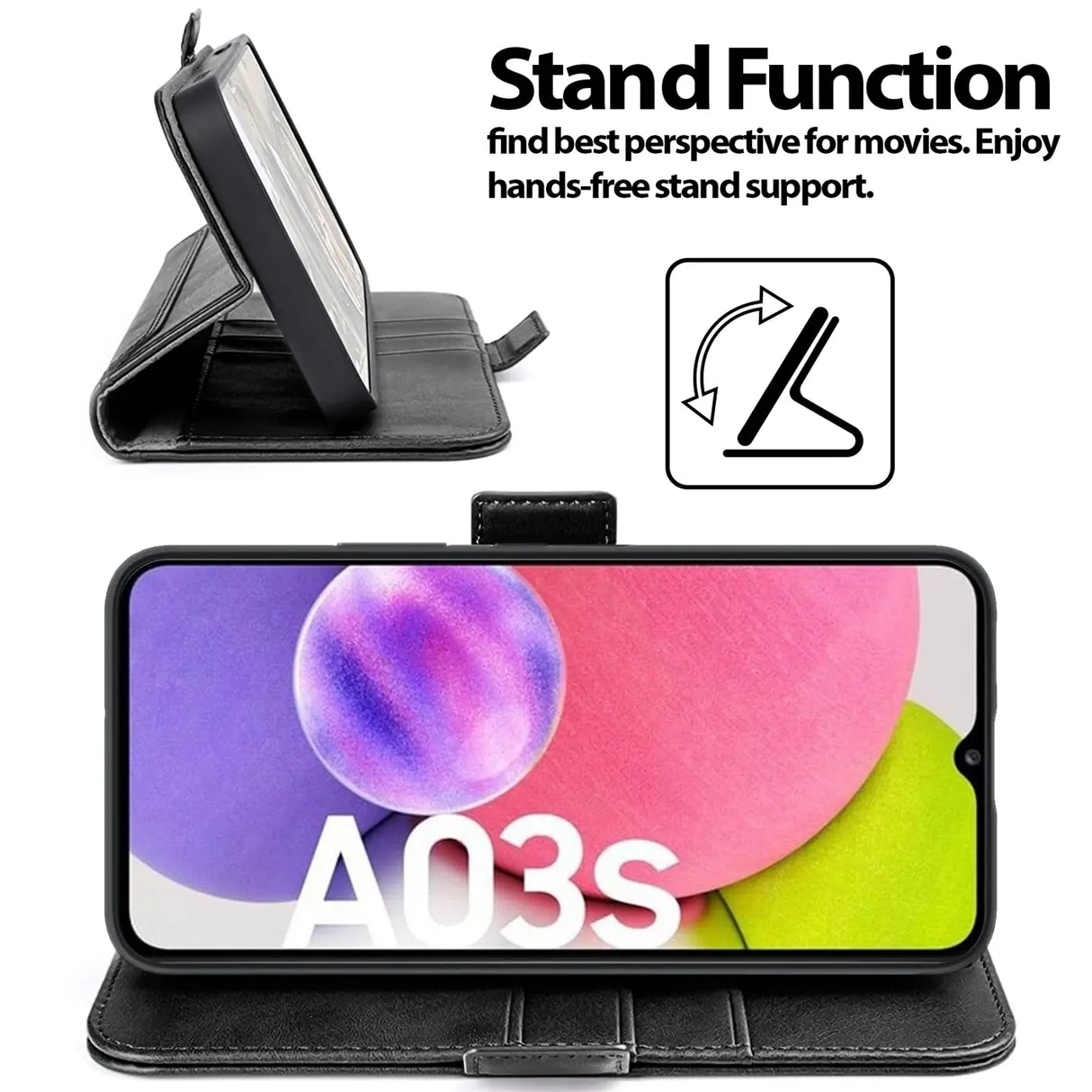 Samsung Galaxy A03s Klapphülle im Lederlook mit RFID Block in Schwarz