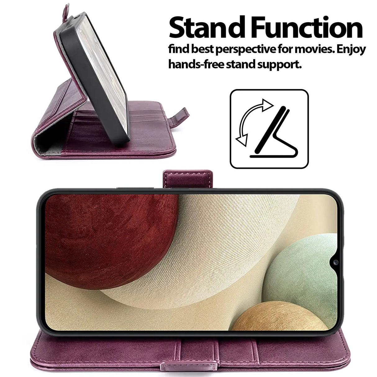 Samsung Galaxy A12 / M12 Klapphülle im Lederlook mit RFID Block in Lila