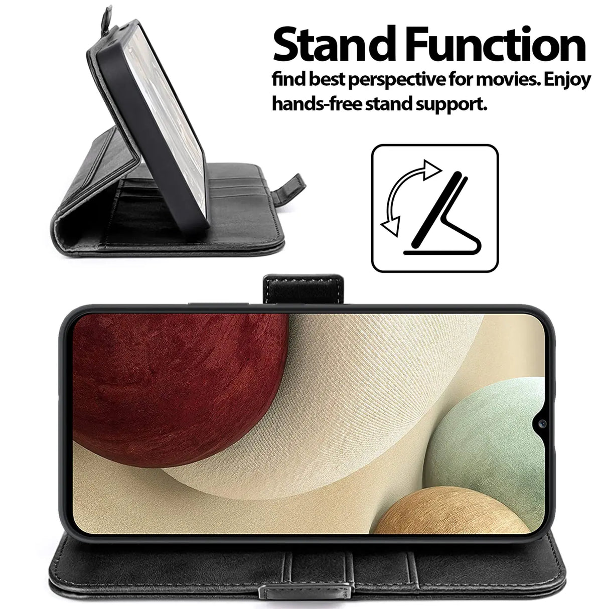 Samsung Galaxy A12 / M12 Klapphülle im Lederlook mit RFID Block in Schwarz