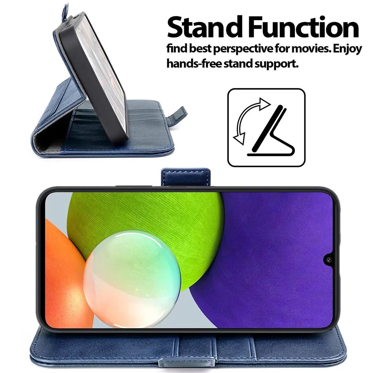 Samsung Galaxy A22 4G / M32 / M22 Klapphülle im Lederlook mit RFID Block in Blau