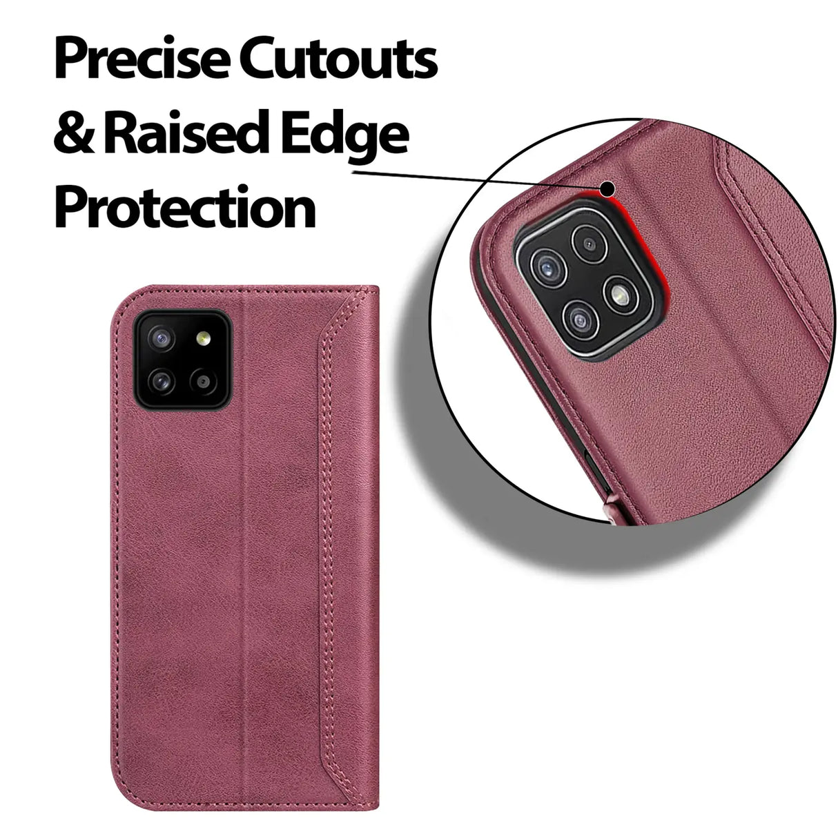 Samsung Galaxy A22 5G Klapphülle im Lederlook mit RFID Block in Lila