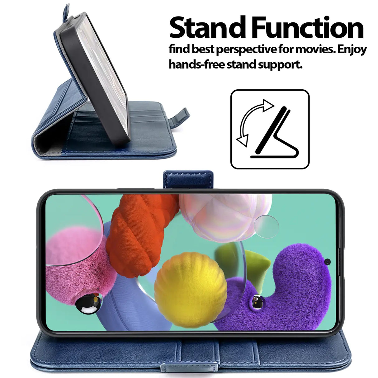 Samsung Galaxy A51 Klapphülle im Lederlook mit RFID Block in Blau