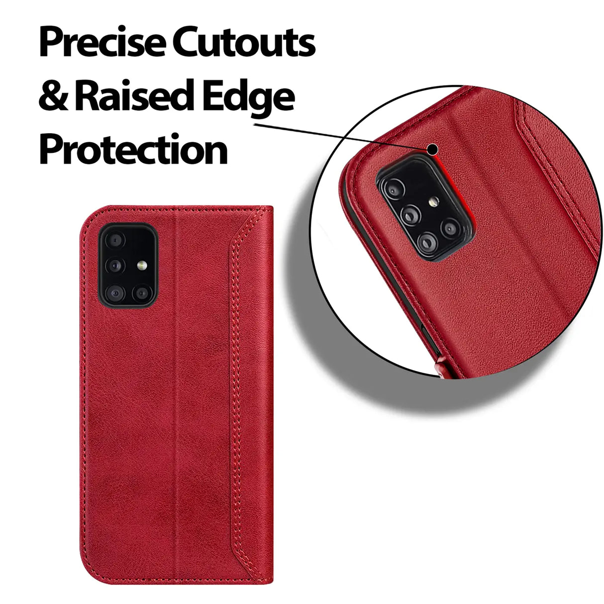 Samsung Galaxy A51 Klapphülle im Lederlook mit RFID Block in Rot