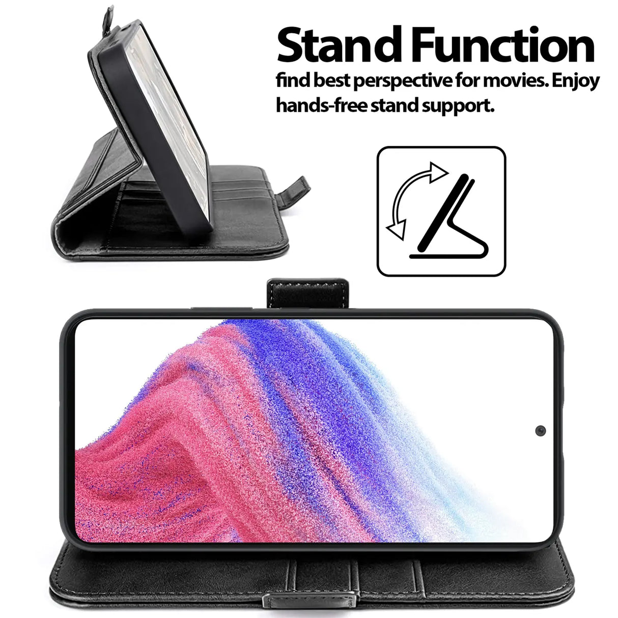 Samsung Galaxy A53 5G Klapphülle im Lederlook mit RFID Block in Schwarz