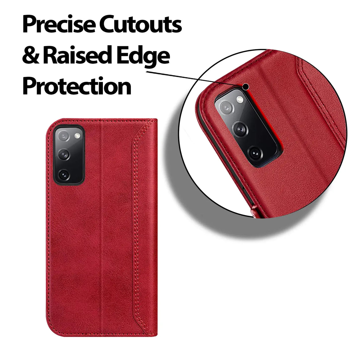 Samsung Galaxy S20 FE Klapphülle im Lederlook mit RFID Block in Rot