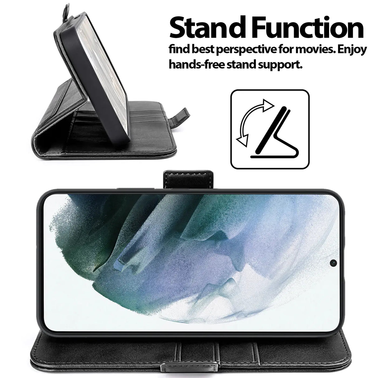 Samsung Galaxy S21 Plus Klapphülle im Lederlook mit RFID Block in Schwarz