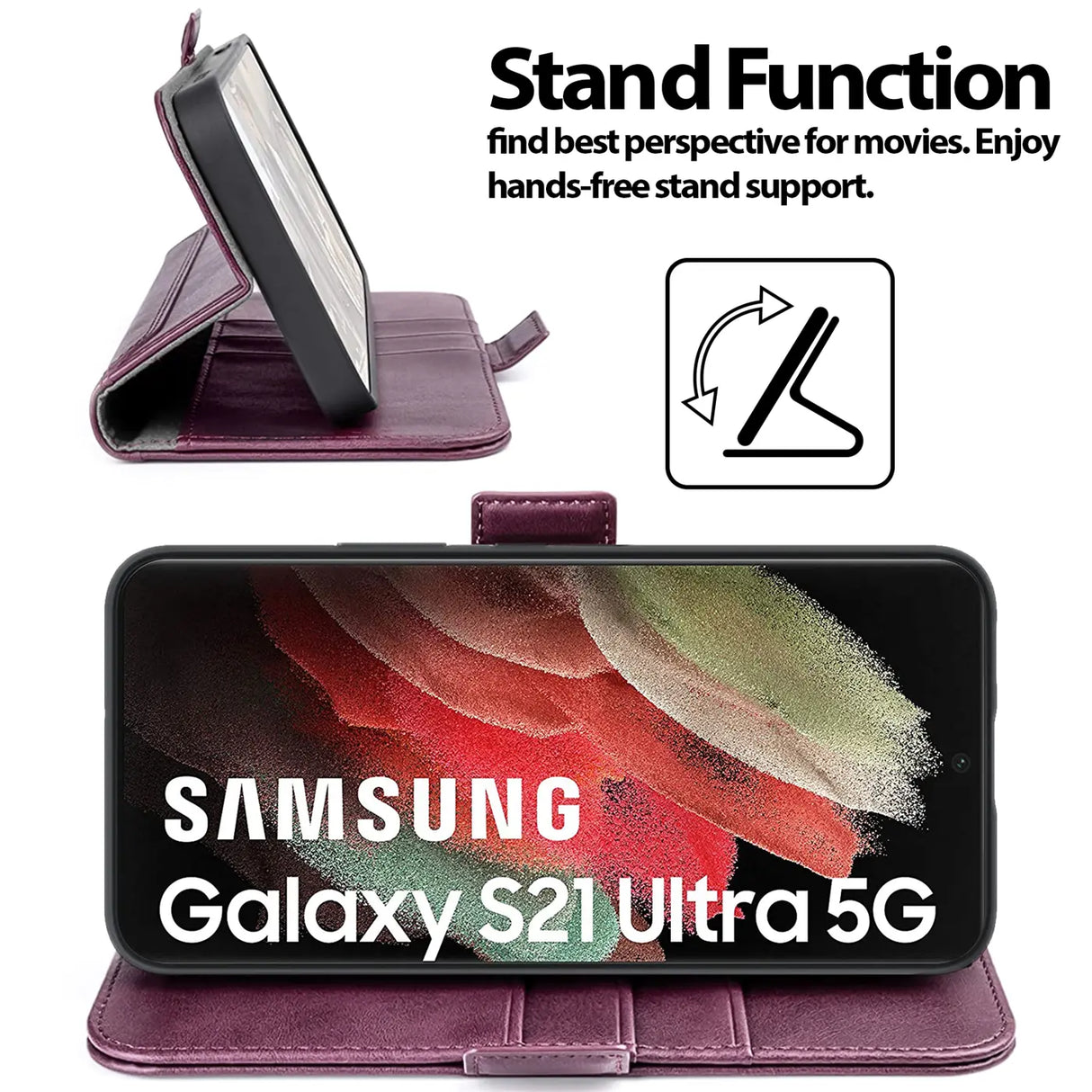 Samsung Galaxy S21 Ultra Klapphülle im Lederlook mit RFID Block in Lila