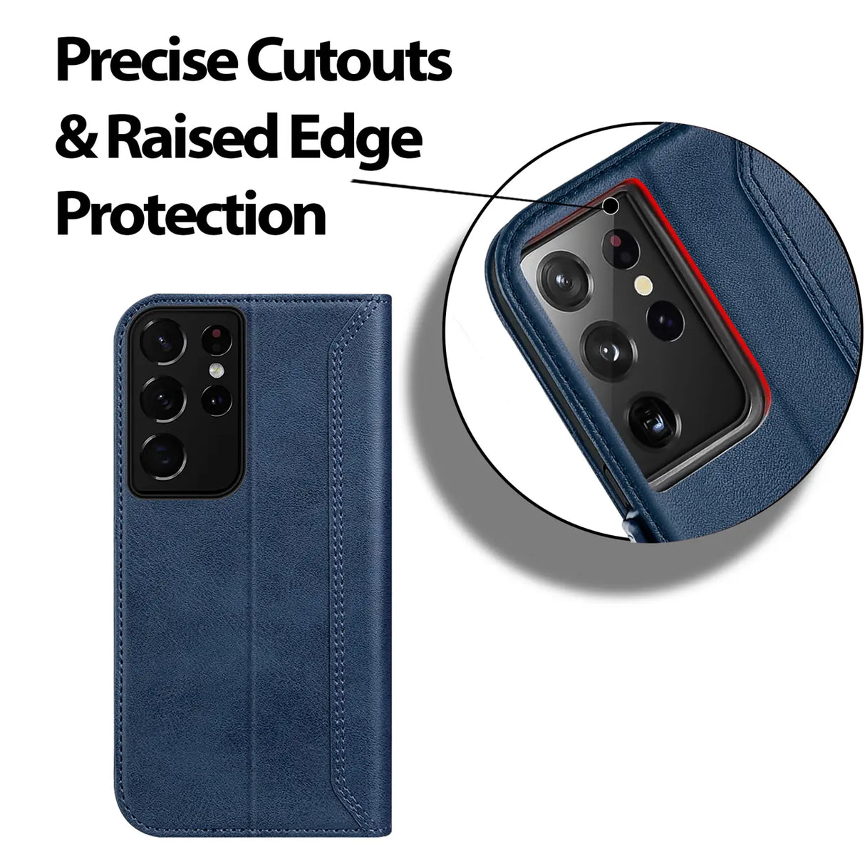 Samsung Galaxy S22 Ultra Klapphülle im Lederlook mit RFID Block in Blau