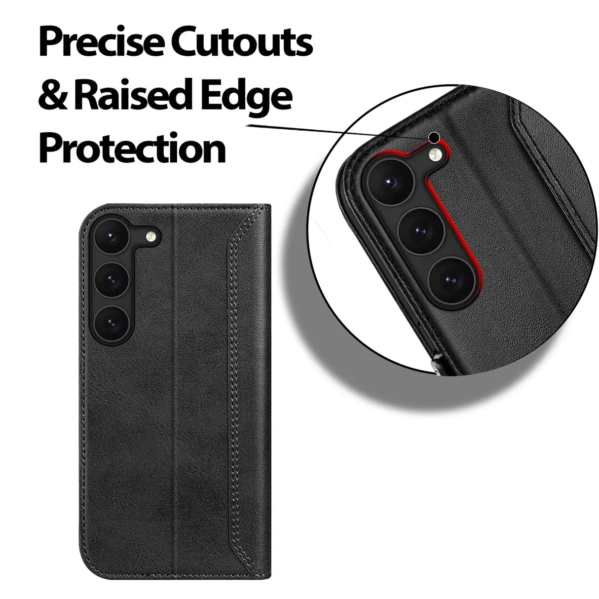 Samsung Galaxy S23 Plus Klapphülle im Lederlook mit RFID Block in Schwarz
