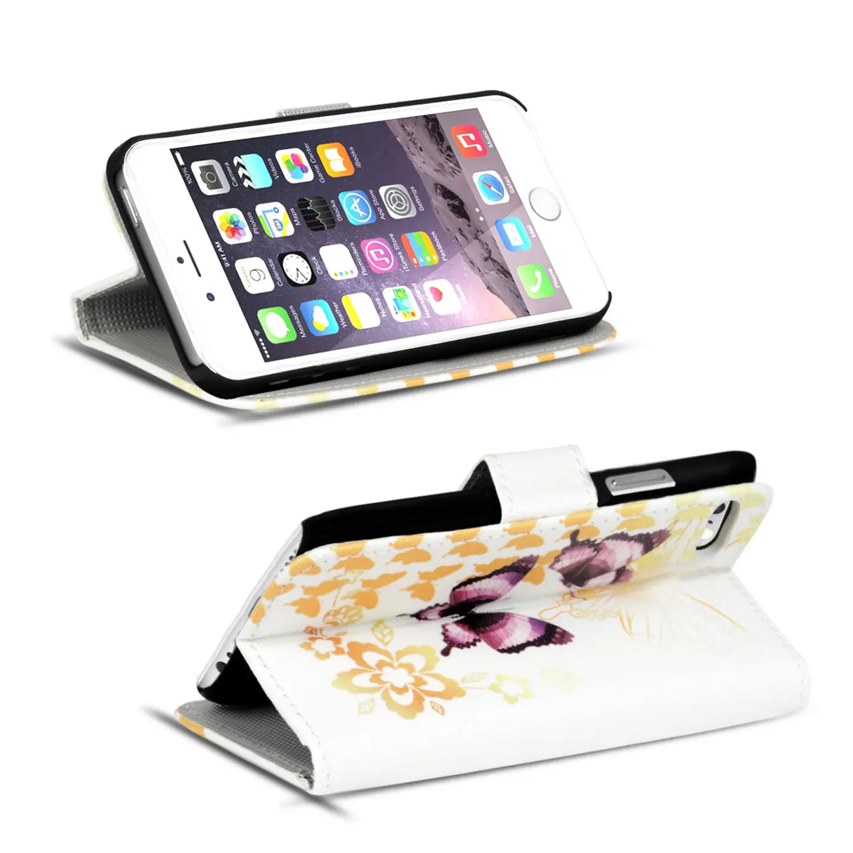 Klapphülle mit buntem Motivdesign für iPhone 7 Plus / 8 Plus – mit Kartenfach und Magnetverschluss