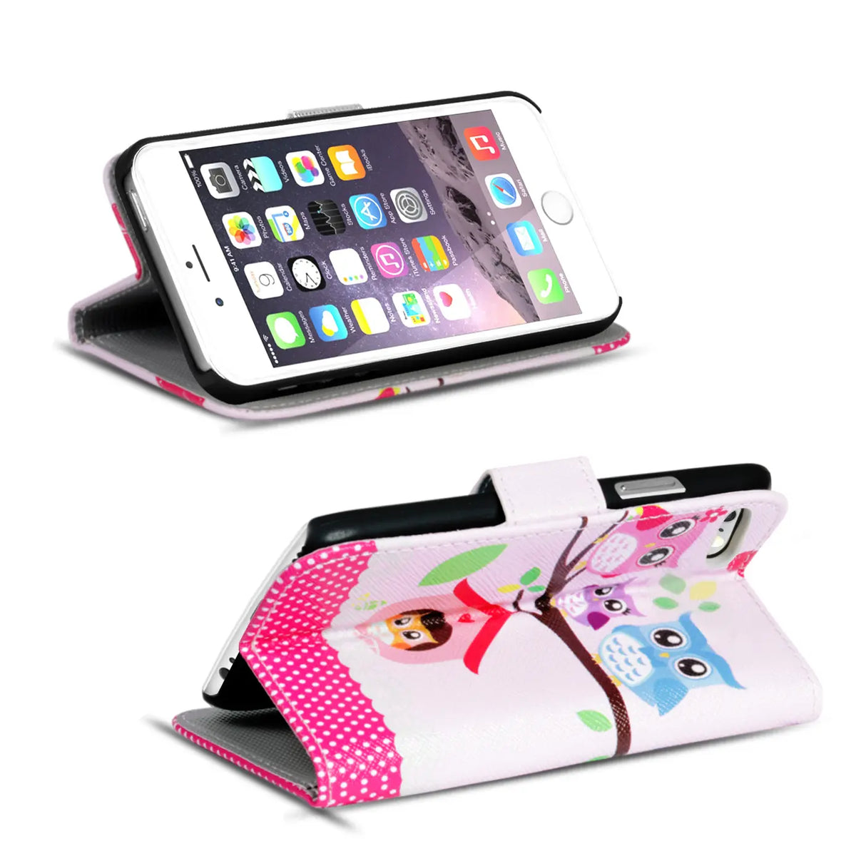 Klapphülle mit buntem Motivdesign für iPhone 7 Plus / 8 Plus – mit Kartenfach und Magnetverschluss