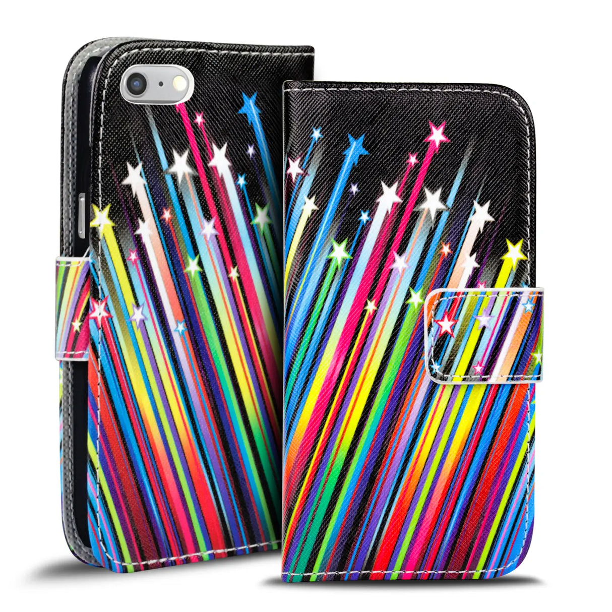 Klapphülle mit buntem Motivdesign für iPhone 7 Plus / 8 Plus – mit Kartenfach und Magnetverschluss