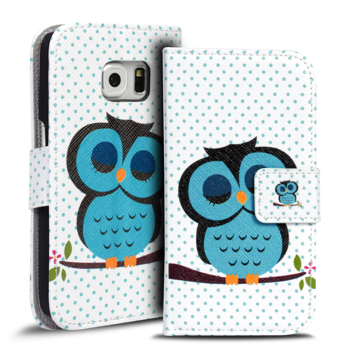 Klapphülle mit buntem Motivdesign für Samsung Galaxy S6 – mit Kartenfach und Magnetverschluss