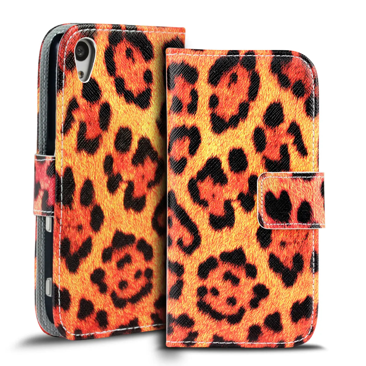 Klapphülle mit buntem Motivdesign für Sony Xperia Z3+ – mit Kartenfach und Magnetverschluss