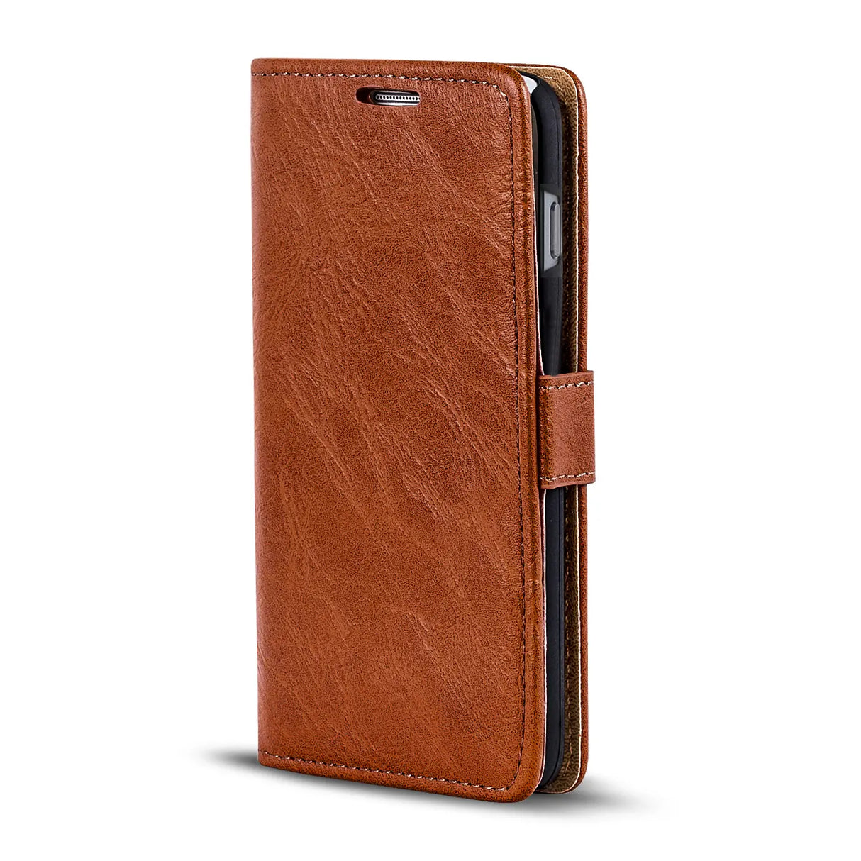 Elegante Klapphülle in Lederoptik für iPhone Xs Max in Kastanienbraun