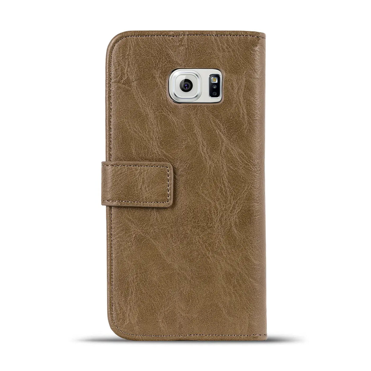 Elegante Klapphülle in Lederoptik für Samsung Galaxy S6 Edge in Mocca