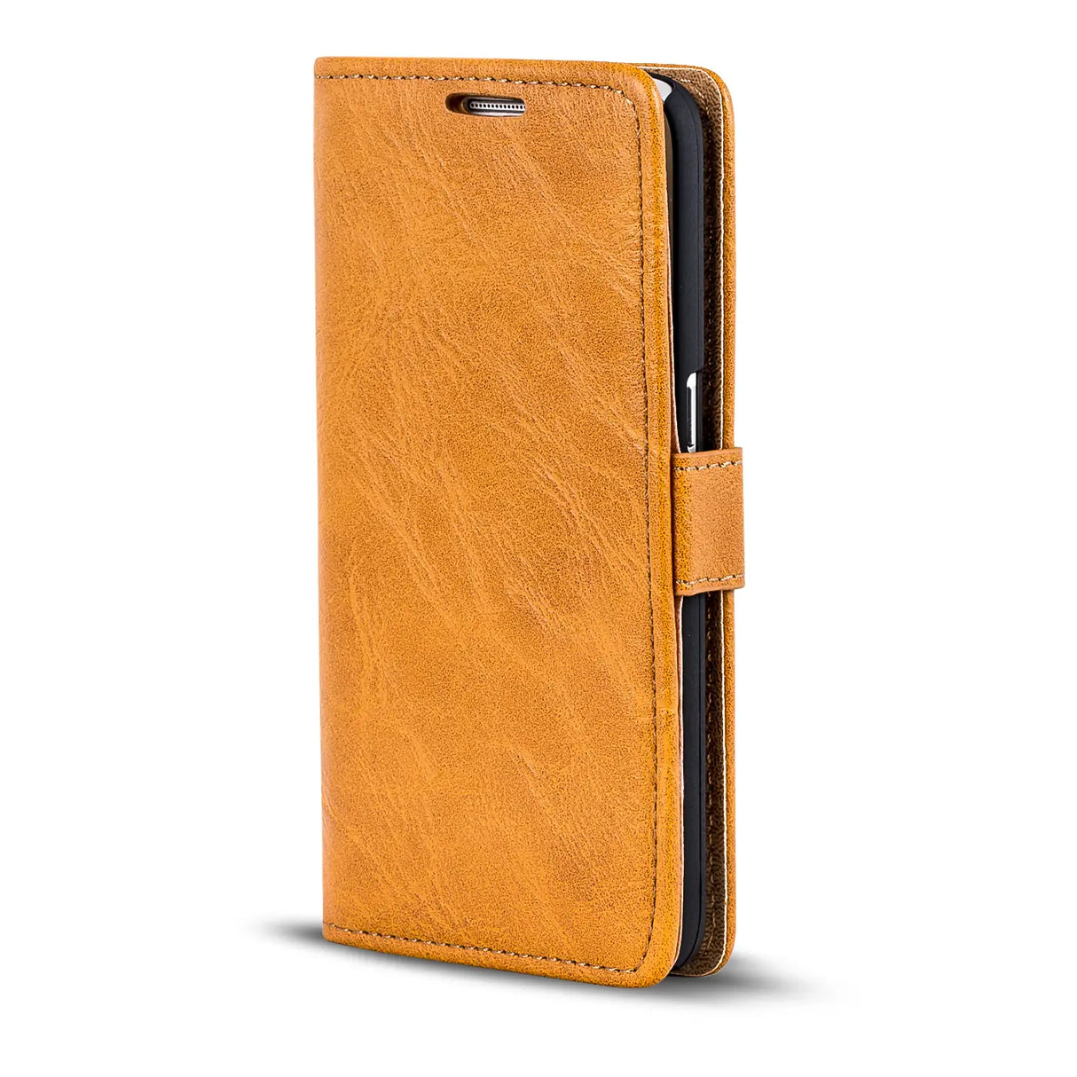 Elegante Klapphülle in Lederoptik für Samsung Galaxy S6 in Gelbbraun