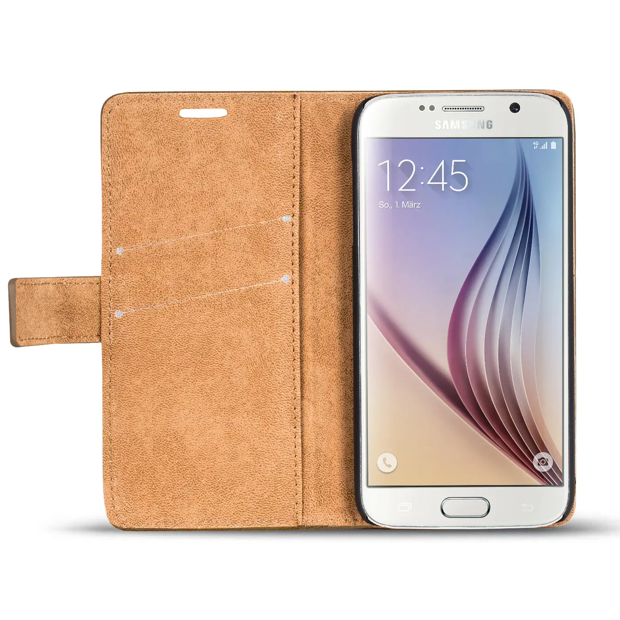 Elegante Klapphülle in Lederoptik für Samsung Galaxy S6 in Mocca