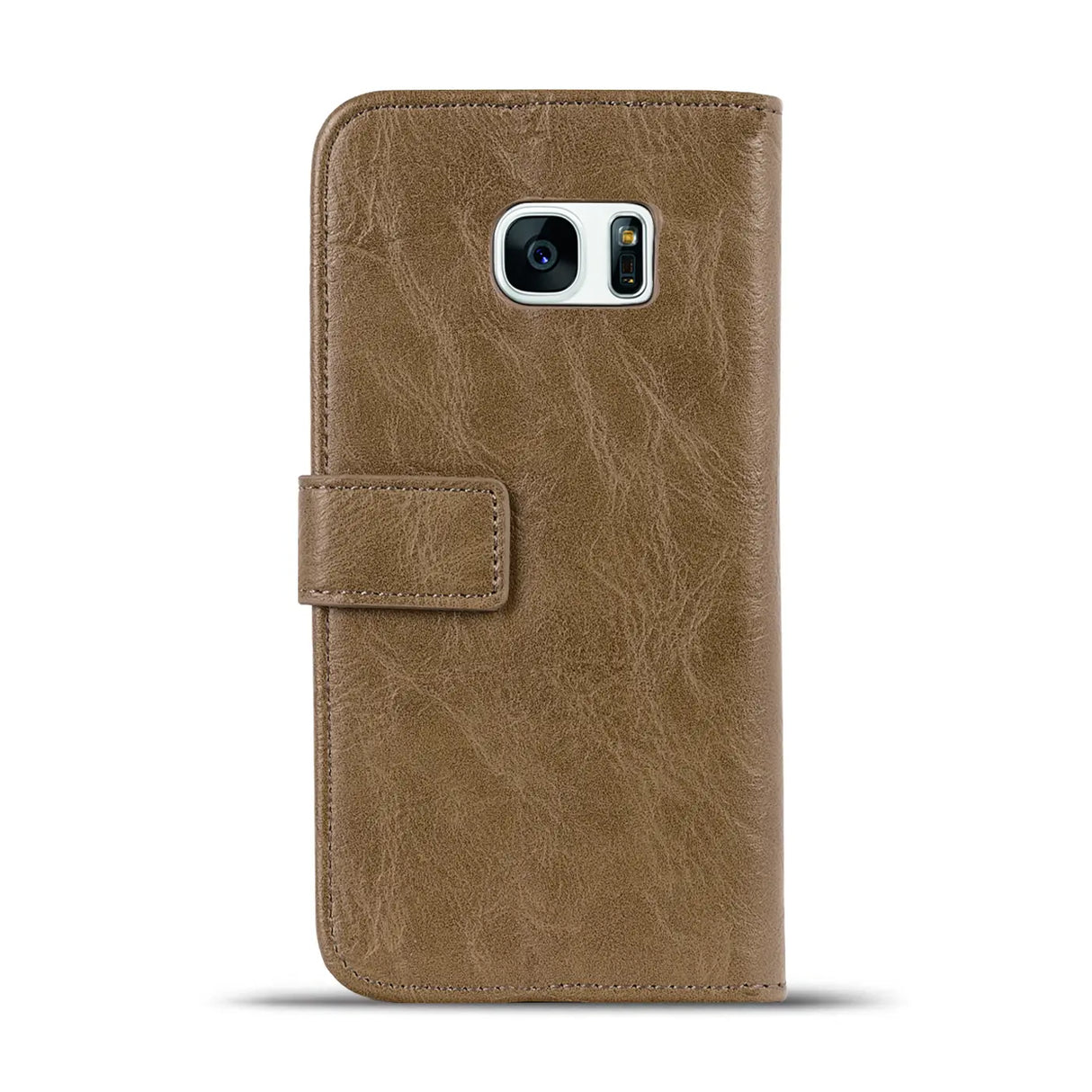 Elegante Klapphülle in Lederoptik für Samsung Galaxy S7 Edge in Mocca