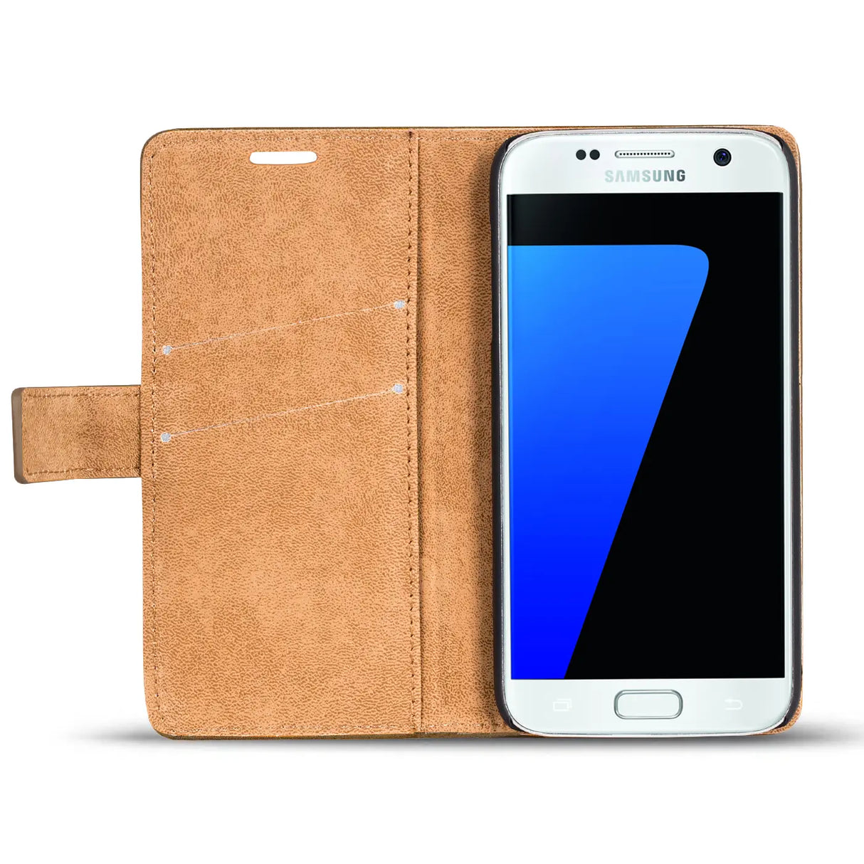 Elegante Klapphülle in Lederoptik für Samsung Galaxy S7 in Mocca