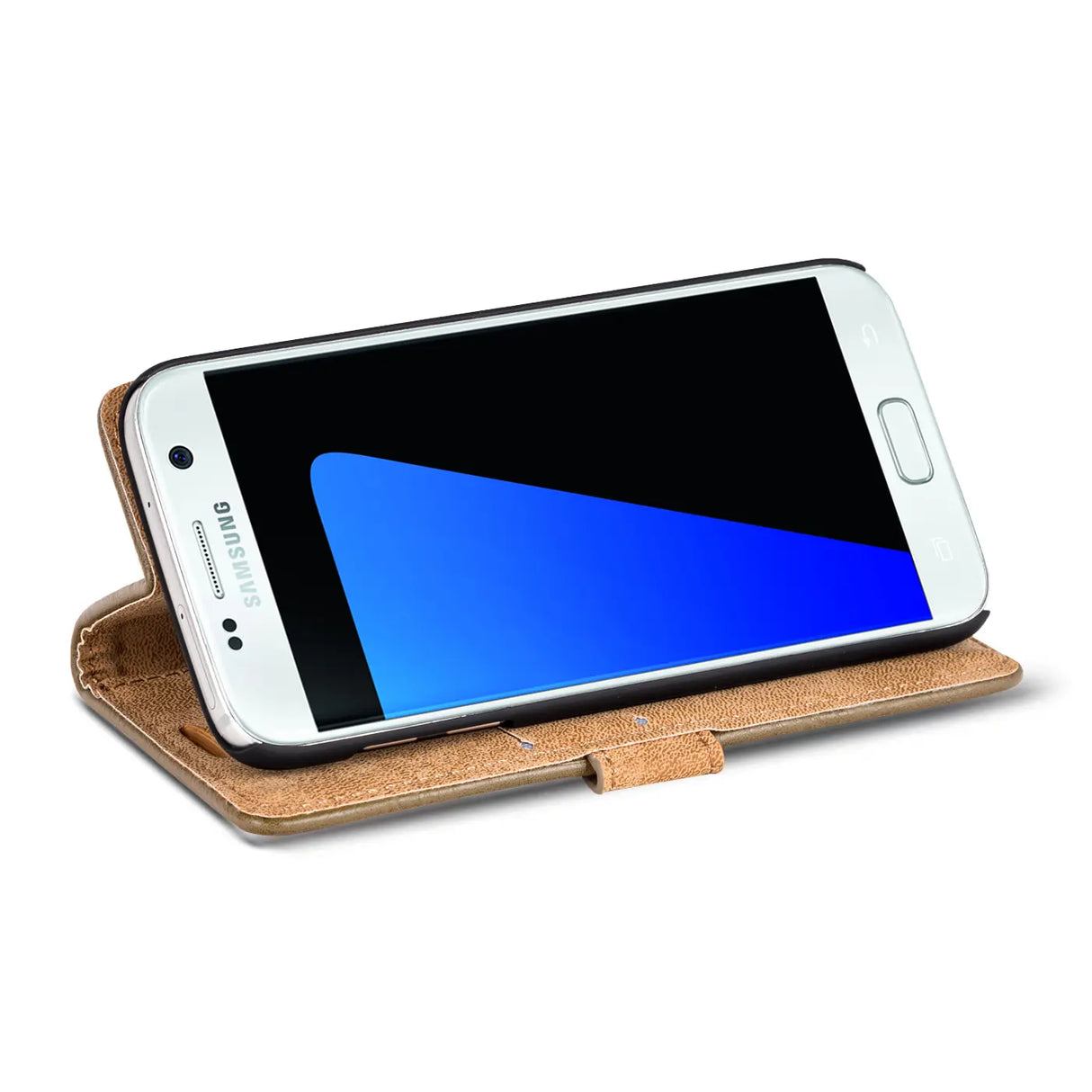 Elegante Klapphülle in Lederoptik für Samsung Galaxy S7 in Mocca