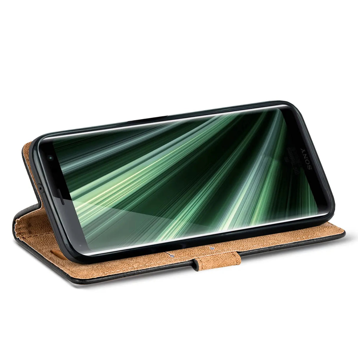 Elegante Klapphülle in Lederoptik für Sony Xperia XZ3 in Schwarz