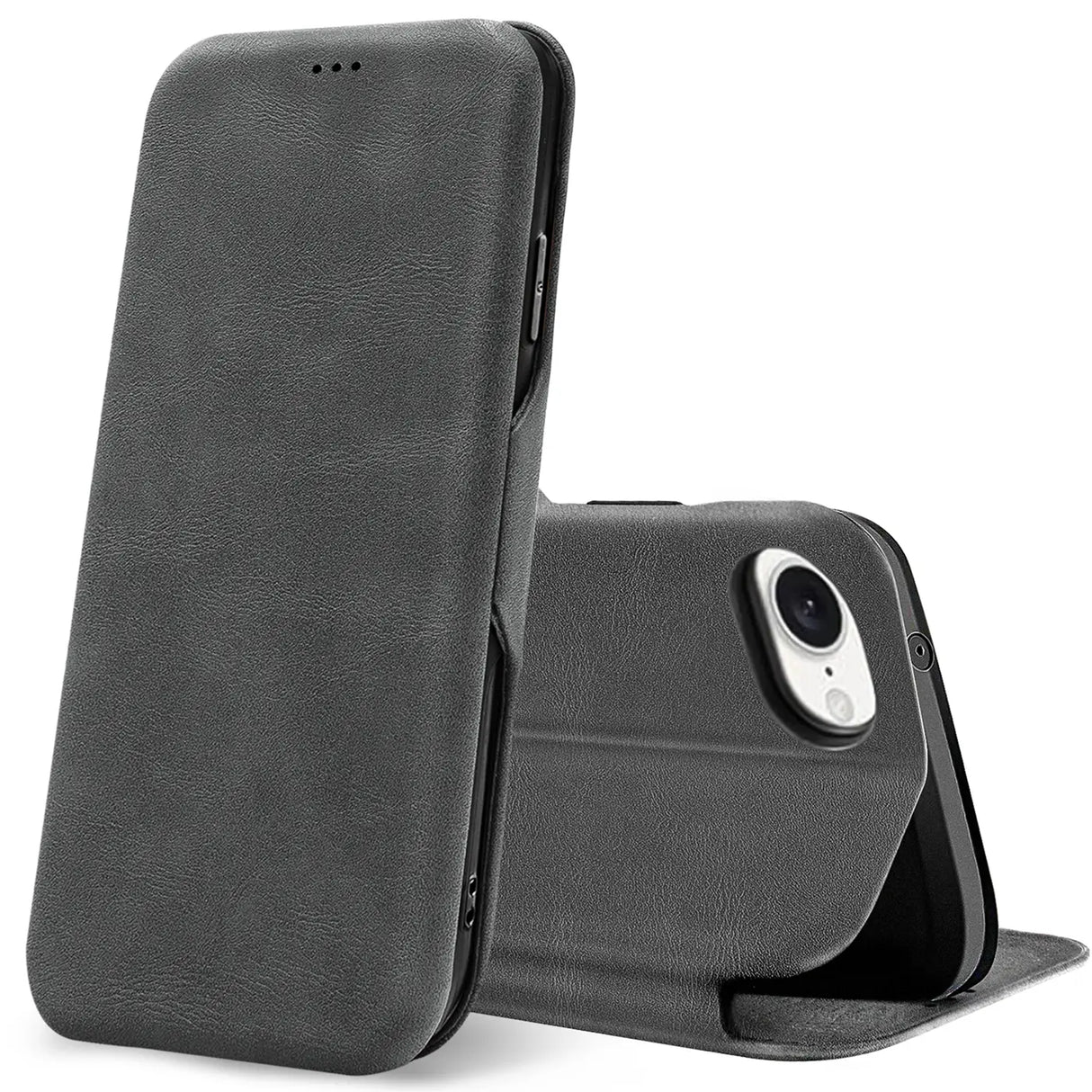 Robuste Klapphülle für Apple iPhone 16e mit Magnetverschluss in Grau