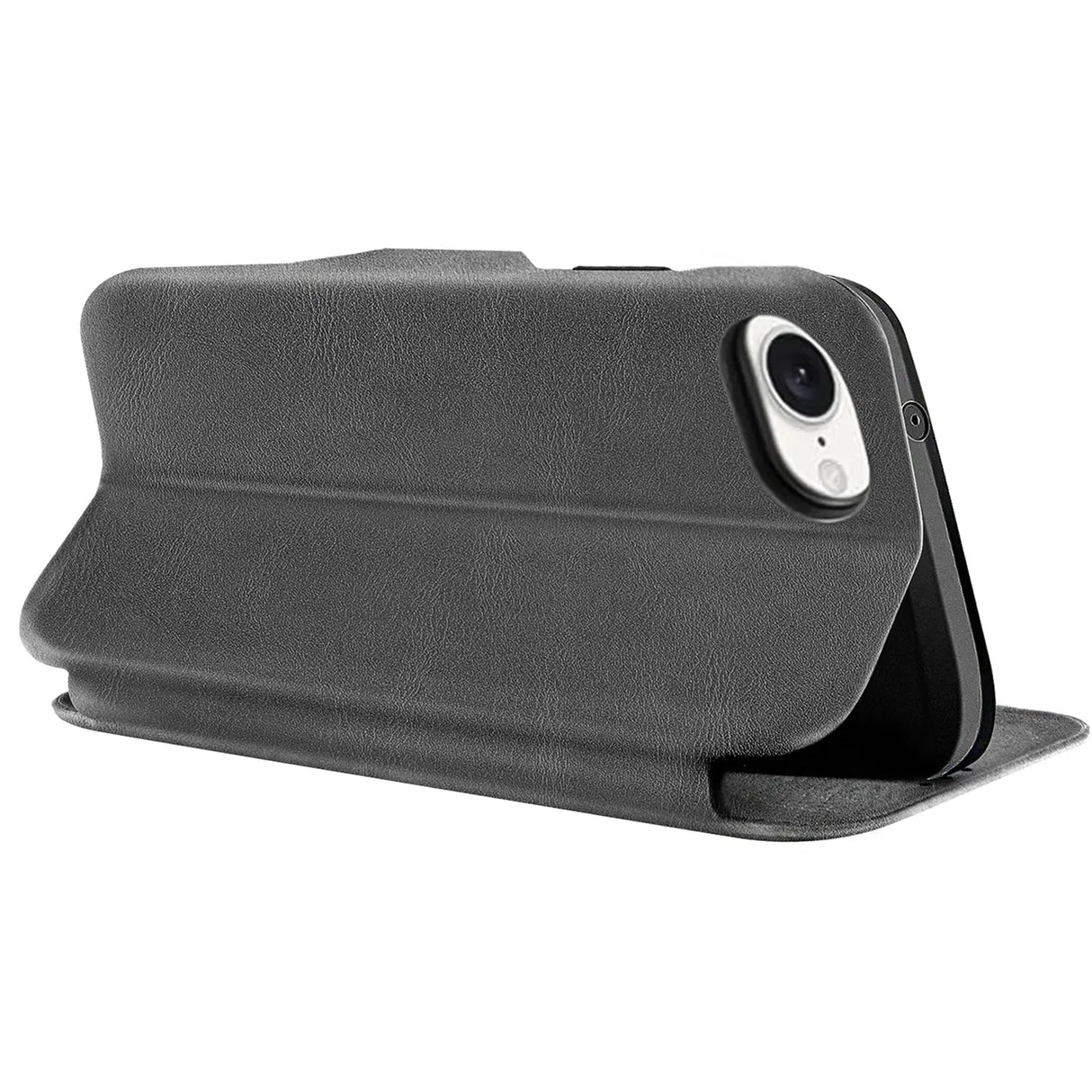 Robuste Klapphülle für Apple iPhone 16e mit Magnetverschluss in Grau