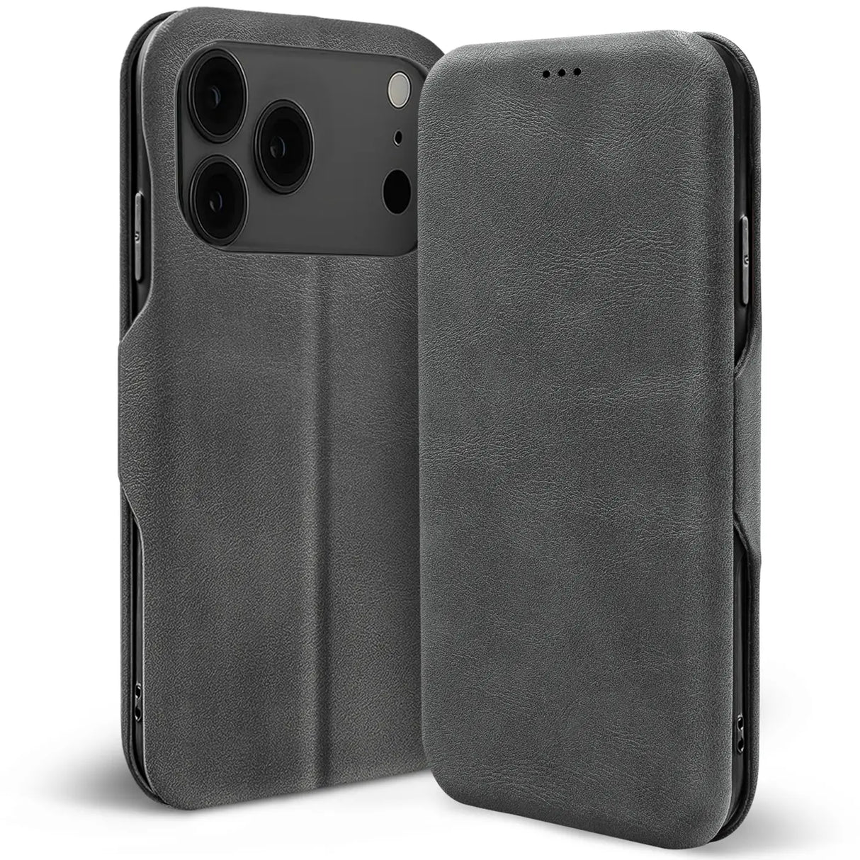 Robuste Klapphülle für Apple iPhone 17 Pro Max mit Magnetverschluss in Grau