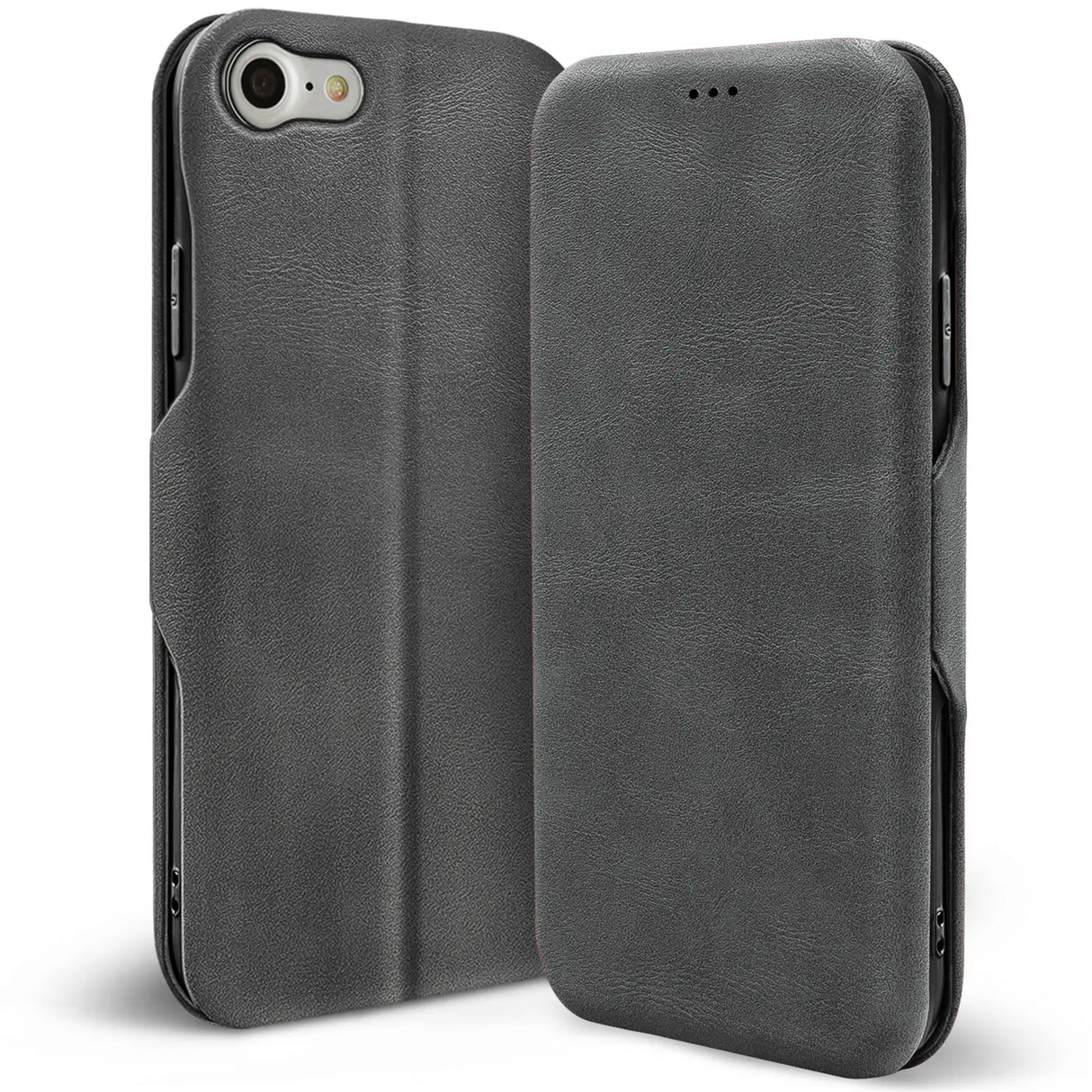 Robuste Klapphülle für iPhone 7 / 8 / SE 2 / SE 3 mit Magnetverschluss in Grau