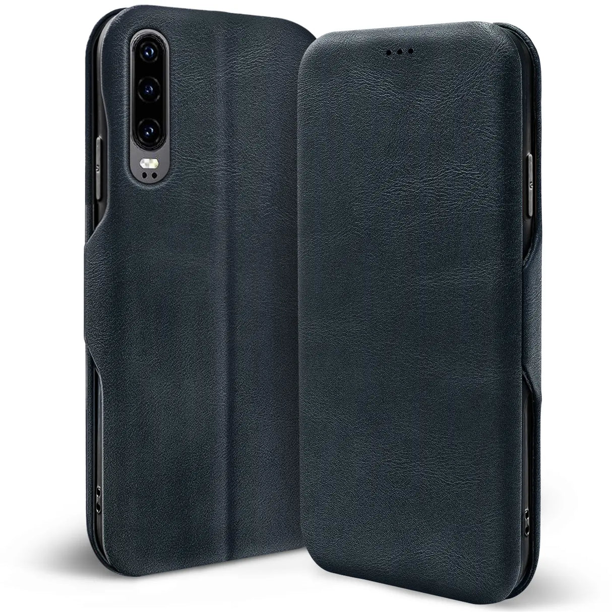 Robuste Klapphülle für Huawei P30 mit Magnetverschluss in Blau