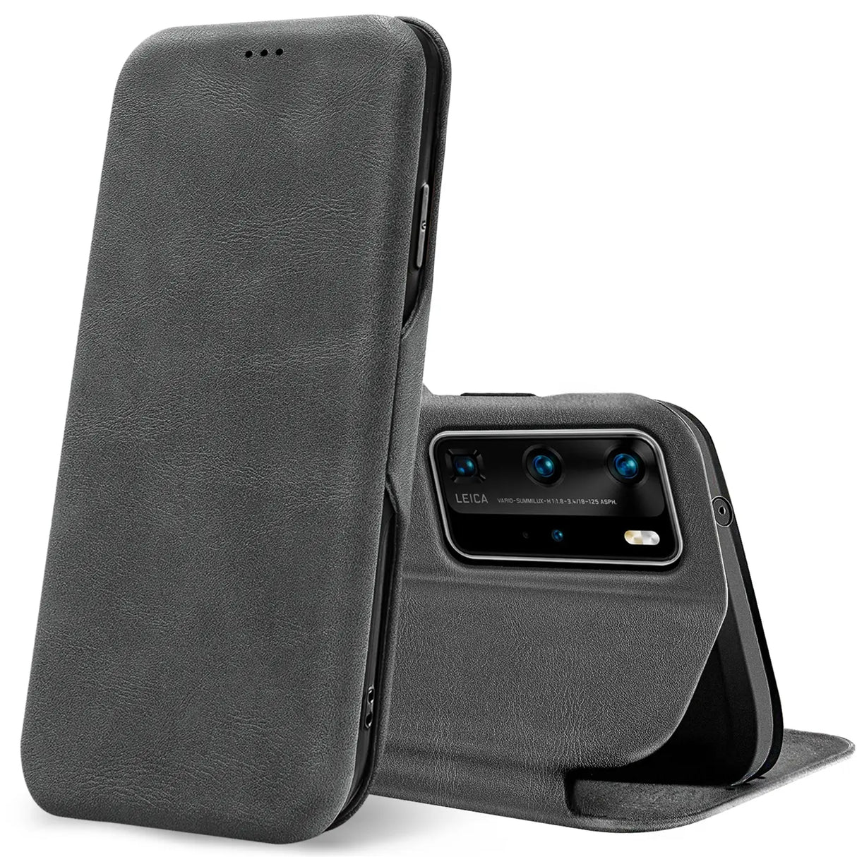Robuste Klapphülle für Huawei P40 Pro mit Magnetverschluss in Grau