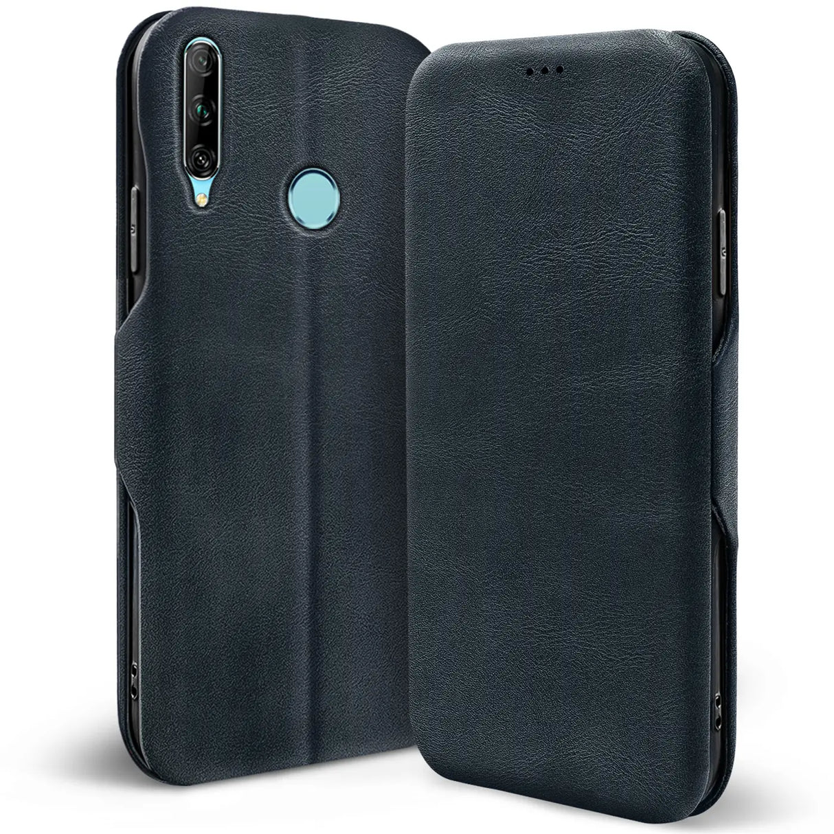 Robuste Klapphülle für Huawei P Smart Plus 2019 mit Magnetverschluss in Blau