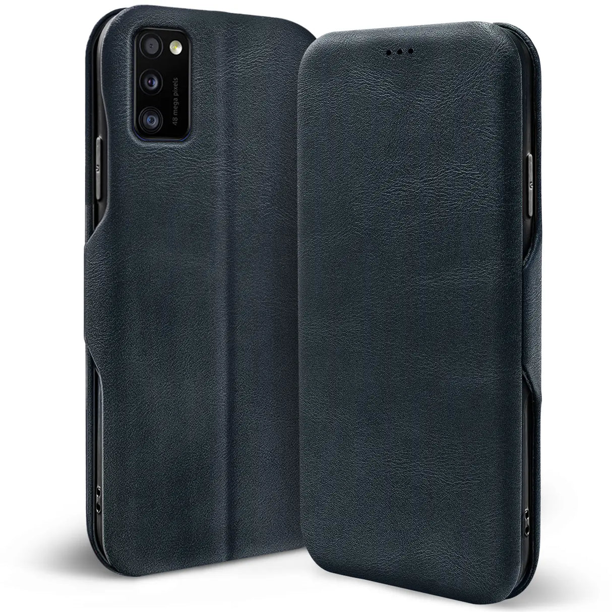 Robuste Klapphülle für Samsung Galaxy A03s mit Magnetverschluss in Blau